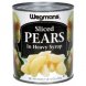 Wegmans sliced , sliced in heavy syrup sliced pears, sliced in heavy syrup Calories