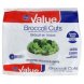 Kroger value broccoli cuts, family pack Calories