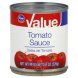 Value value tomato sauce Calories