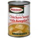 Manischewitz clear chicken soup with kreplach, condensed Calories