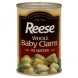 Reese whole baby clams in water Calories
