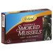 smoked mussels in cottonseed oil, fancy cherry wood