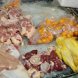 chicken, stewing, meat and skin, and giblets and neck