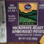 Kroger jumbo russet potato - microwave ready Calories