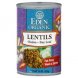 Eden Foods lentils with sweet onion & bay leaf, organic canned beans/organic seasoned beans Calories