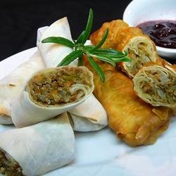 Leftover Turkey Spring Rolls with Cranberry Sweet and Sour Dipping Sauce