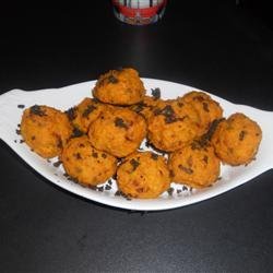 Mini Pumpkin Sage Balls with Balsamic Creme Fraiche