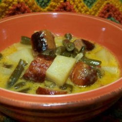 Cheesy Brat Stew for the Slow Cooker