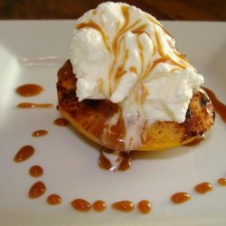Grilled Peaches with Whipped Cream and Caramel