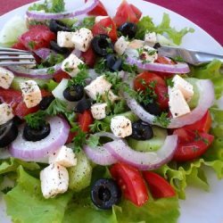 Kittencal's Greek Marinated Tomato, Olive and Feta Salad