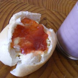 Everyday French Breakfast- Baguette and Jam With Chocolate Milk