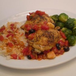 Chicken thighs with olives and basil