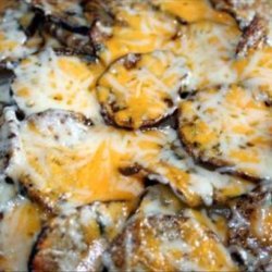 Baked Potato Slices With Two Cheeses