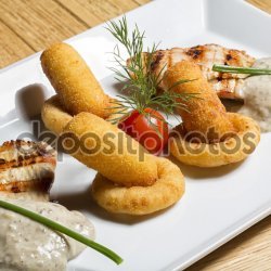 Chicken Croquettes and Mushroom Sauce