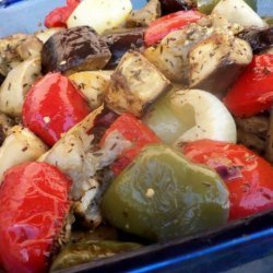 Oven Roasted Red Bell Pepper and Eggplant