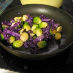 Sauteed Brussels Sprouts and Red Cabbage