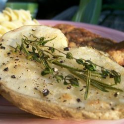 Roasted Potato Halves With Herb Sprigs