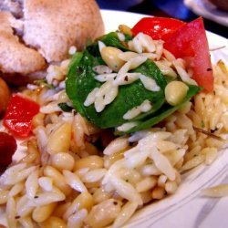 Elegant Orzo With Wilted Spinach, Feta and Pine Nuts