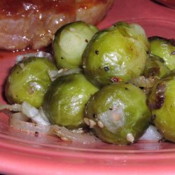 Roasted Brussels Sprouts With Garlic and Onions