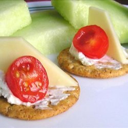 Emily's Cheese and Tomato Cracker Appetizer
