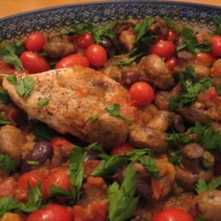 Mediterranean Chicken With Tomatoes, Kalamata and Mushrooms
