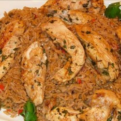 Chicken Tenders With Spicy Rice and Red Peppers
