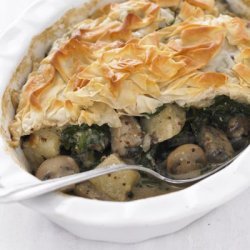 Easy Cheddar Spinach and  Mushroom Pie With Puff Pastry Crust