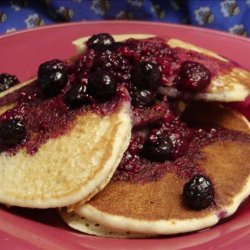 Cornmeal Pancakes With Blueberry Maple Syrup