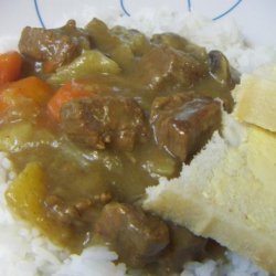 Curry Beef Stew Served over Steamed Rice