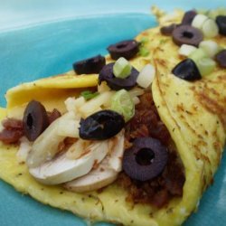 Bacon, Mushroom and Pepper Jack Cheese Omelet