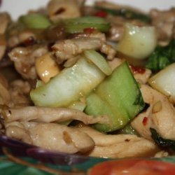 Ginger-Sesame Chicken With Bok Choy, Onion and Mushrooms