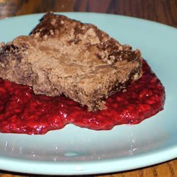 Lesley's Valentine Brownies with Raspberry Coulis