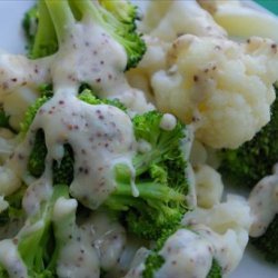 Microwave Broccoli and Cauliflower With Mustard Sauce
