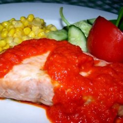 Broiled Salmon with Sweet Red Pepper Sauce