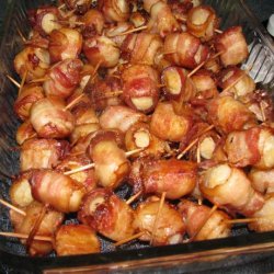Spicy Ketchup Glazed Bacon-Wrapped Water Chestnuts
