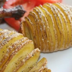 Garlic Hasselback Potatoes With Herbed Sour Cream