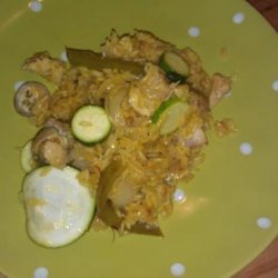Paella With Chicken, Zucchini and Rosemary