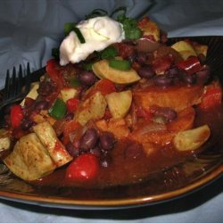 Black Bean Chili over Sweet Potatoes
