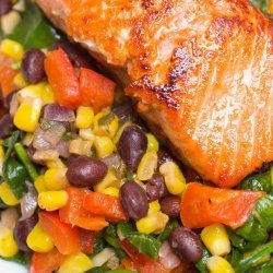 Lime-And-Honey Glazed Salmon With Warm Black Bean and Corn Salad