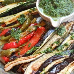 Roasted Vegetables Plate With Cilantro Parsley Dressing