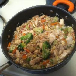 Chicken stir fry w/ frozen mixed vegetables
