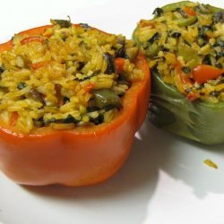Stuffed Peppers With Thai Curry Rice and Mushrooms