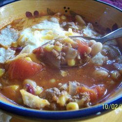 Taco Soup With Beans and Baked Tortillas
