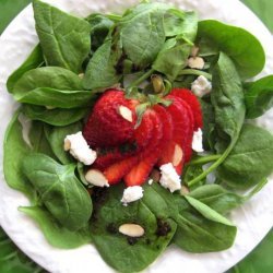 Spinach and Strawberry Salad With Feta Cheese and Balsamic Vinai