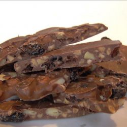 Chocolate Bark Filled With Pine Nuts and Dried Cherries