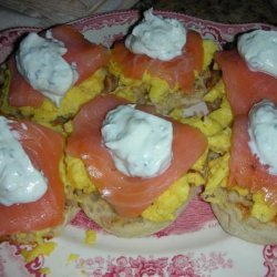 Scrambled Egg Muffins With Smoked Salmon and Sour Cream