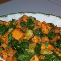 Wilted Spinach Salad With Roasted Kumara (Sweet Potato)