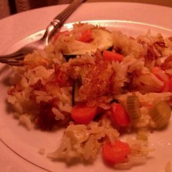 Crunchy Buttered Rice with Carrots and Parmesan Zucchini