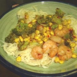 Gingered Shrimp With Corn & Broccoli