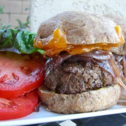 Bison Burgers With Cabernet Onions and Wisconsin Cheddar